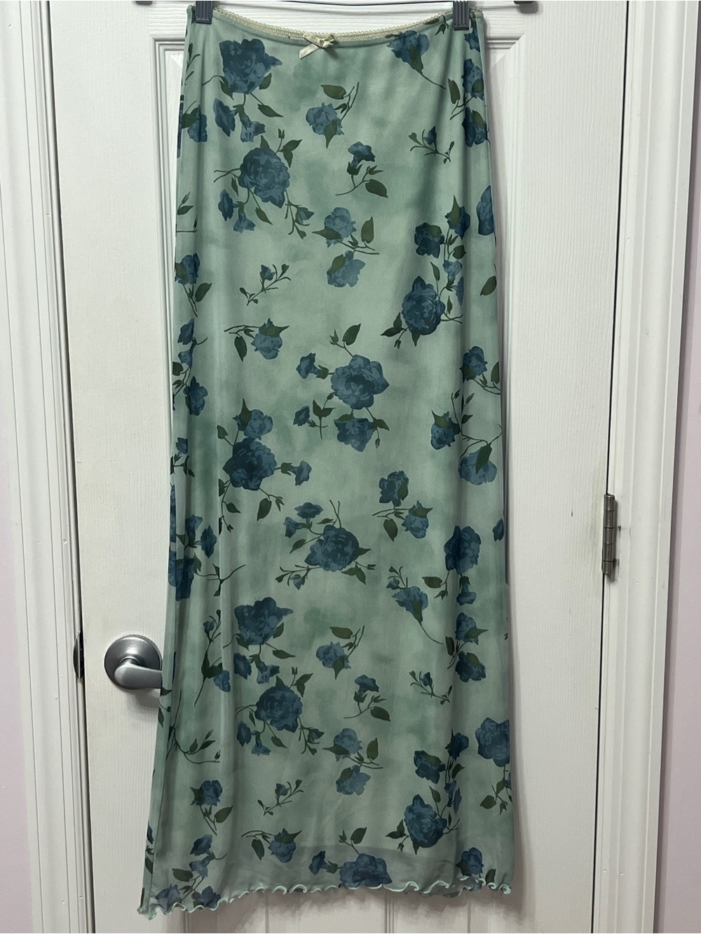 Urban Outfitters Sage Maxi Skirt with Blue Floral Print